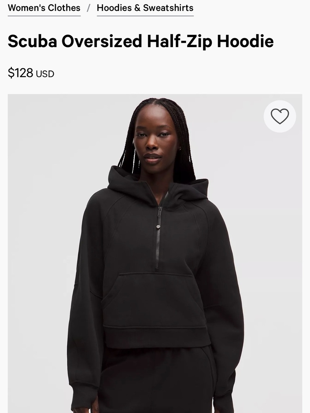 lululemon athletica Black Scuba Oversized Half-Zip Hoodie